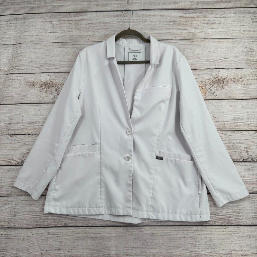 FIGS Lab Coat Women XL White Professional Medical W20SP1012 Button Front